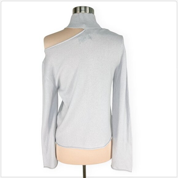 RtA Denim Langley Cutout Shoulder 100% Cashmere Sweater Lead Crystal NWT NEW XS - Picture 5 of 7